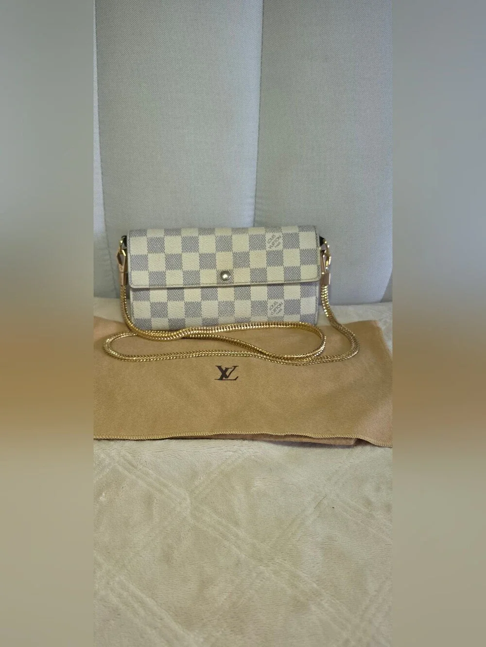 Authentic Louis Vuitton Damier Azur Porte Feuille Sarah Long Bifold Wallet